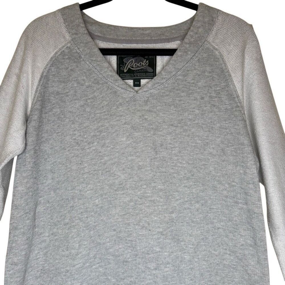 Roots Canada Gray Two Tone V Neck Sweatshirt Sz M Casual, Normcore - Picture 2 of 12